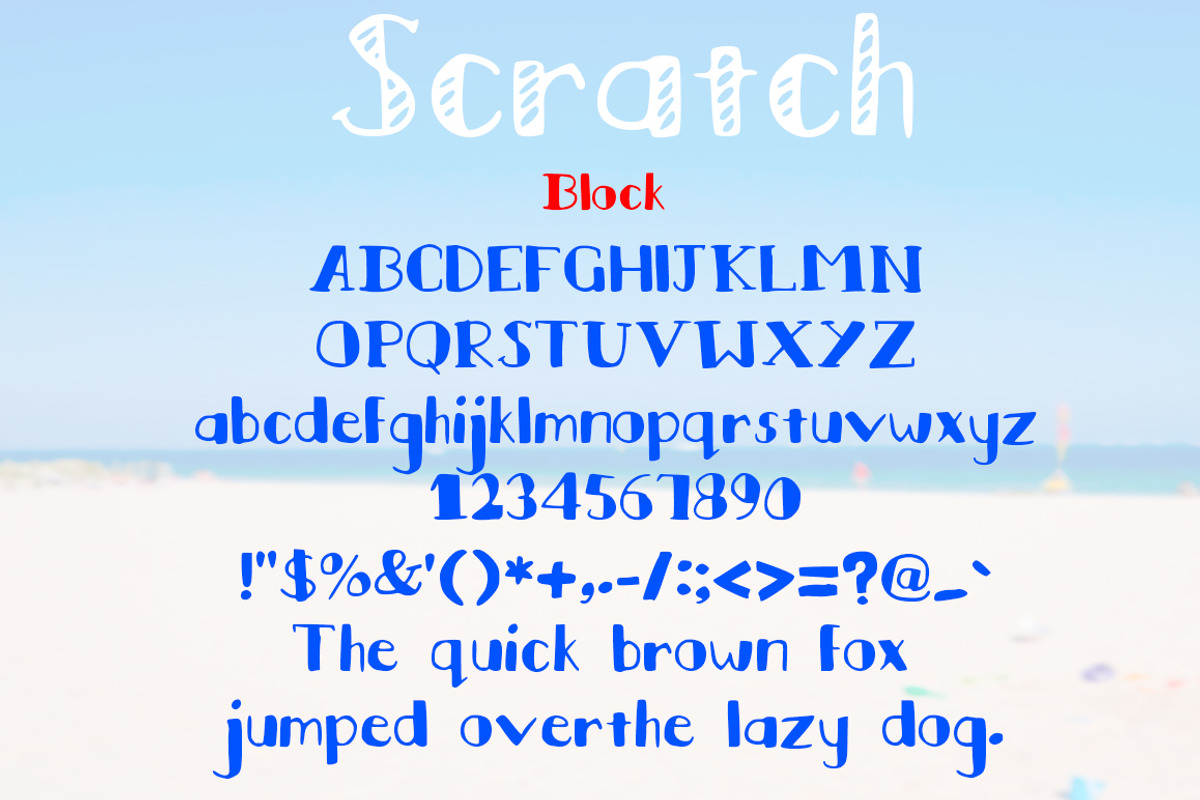 Scratch -Regular, Block, Italic Font preview 3
