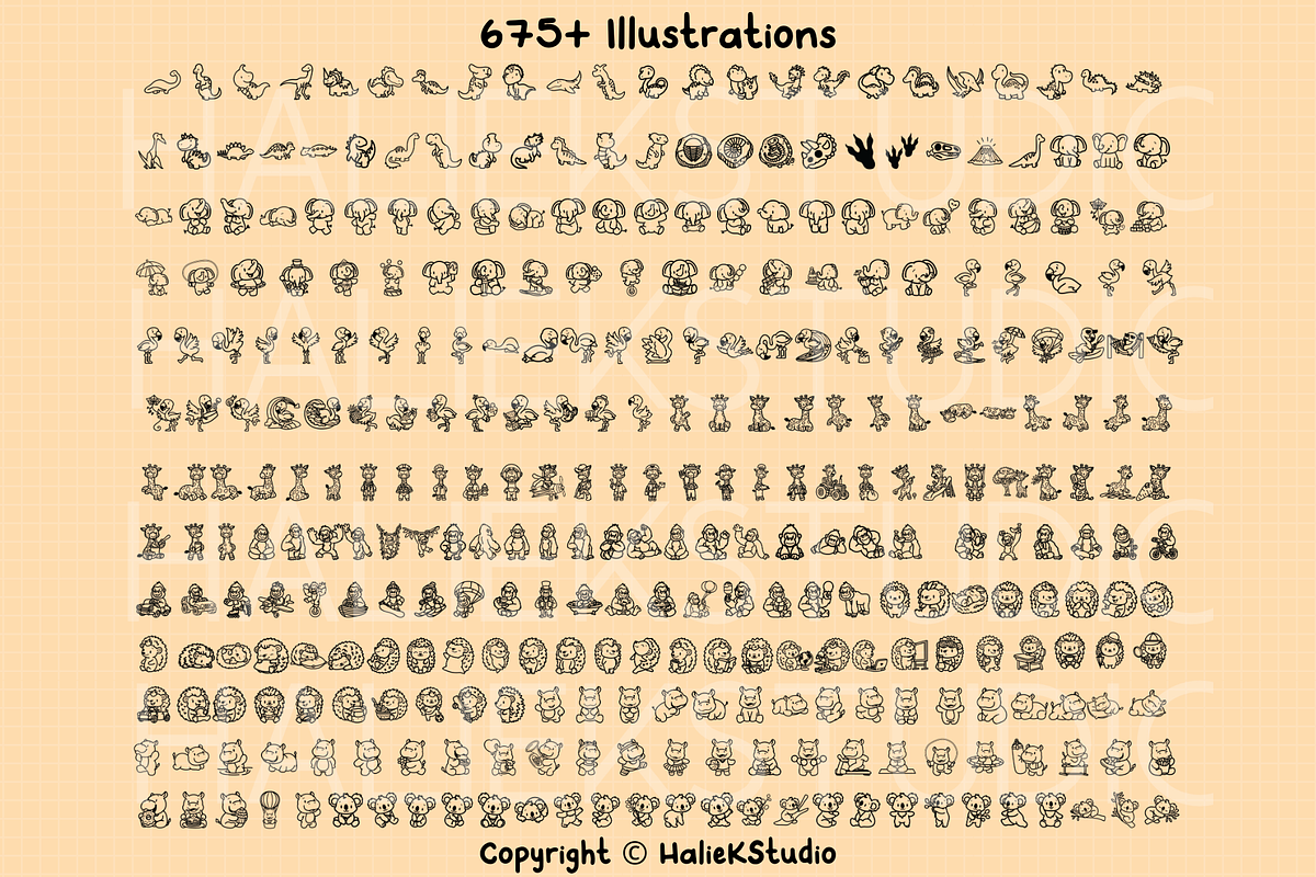675+ Kawaii Animals SVG Illustration, an Animal Illustration by HalieKStudio (Photo 2 of 9)