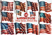 Vintage Grunge American Flag Clipart, an Illustration by Designworld (Thumbnail 1 of 5)