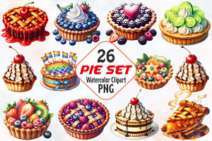 Pie Watercolor ClipArt's, an Illustration by RobertsArt