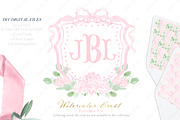 Pink Hydrangea Watercolor Crest, an Illustration by LABFcreations (Thumbnail 1 of 4)