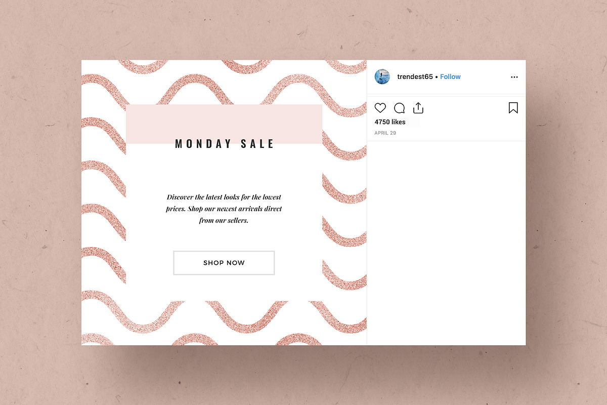 Rosegold Instagram Pack, a Social Media Template by Crevo Studio (Photo 3 of 7)