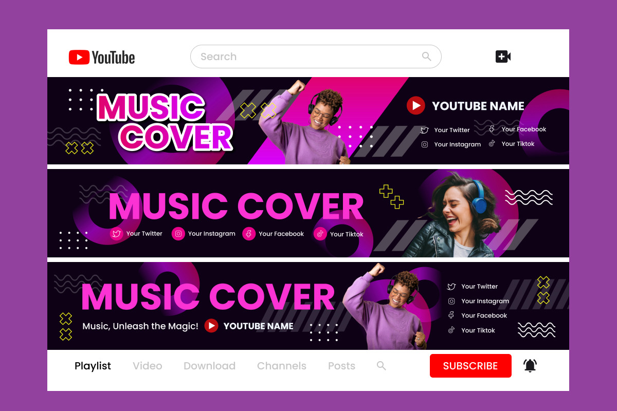 YouTube Banner Template V5, a Social Media Template by twinstd (Photo 2 of 2)