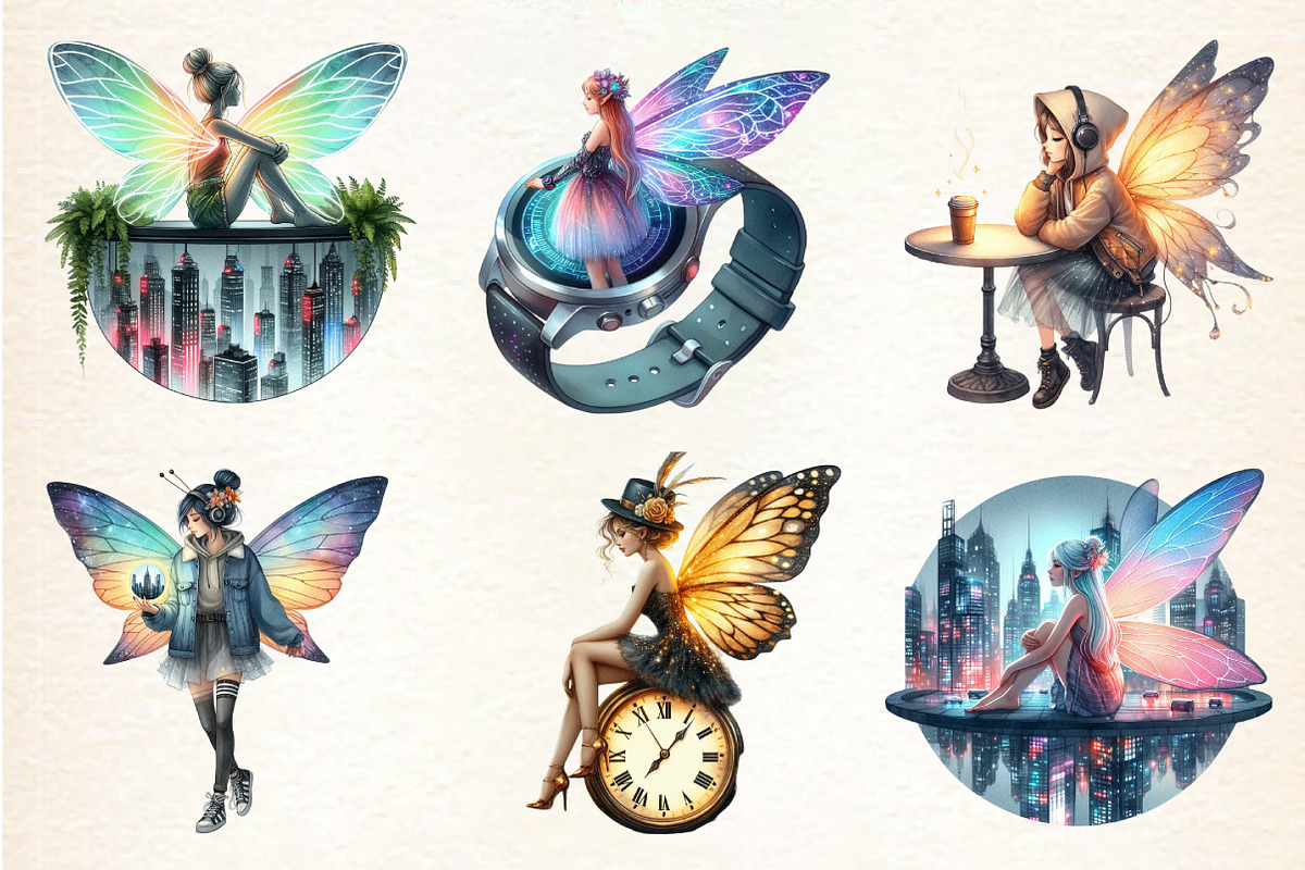 Urban Fairy Round Clipart Set, a Seasonal Illustration by DreamArtGraphic (Photo 4 of 4)