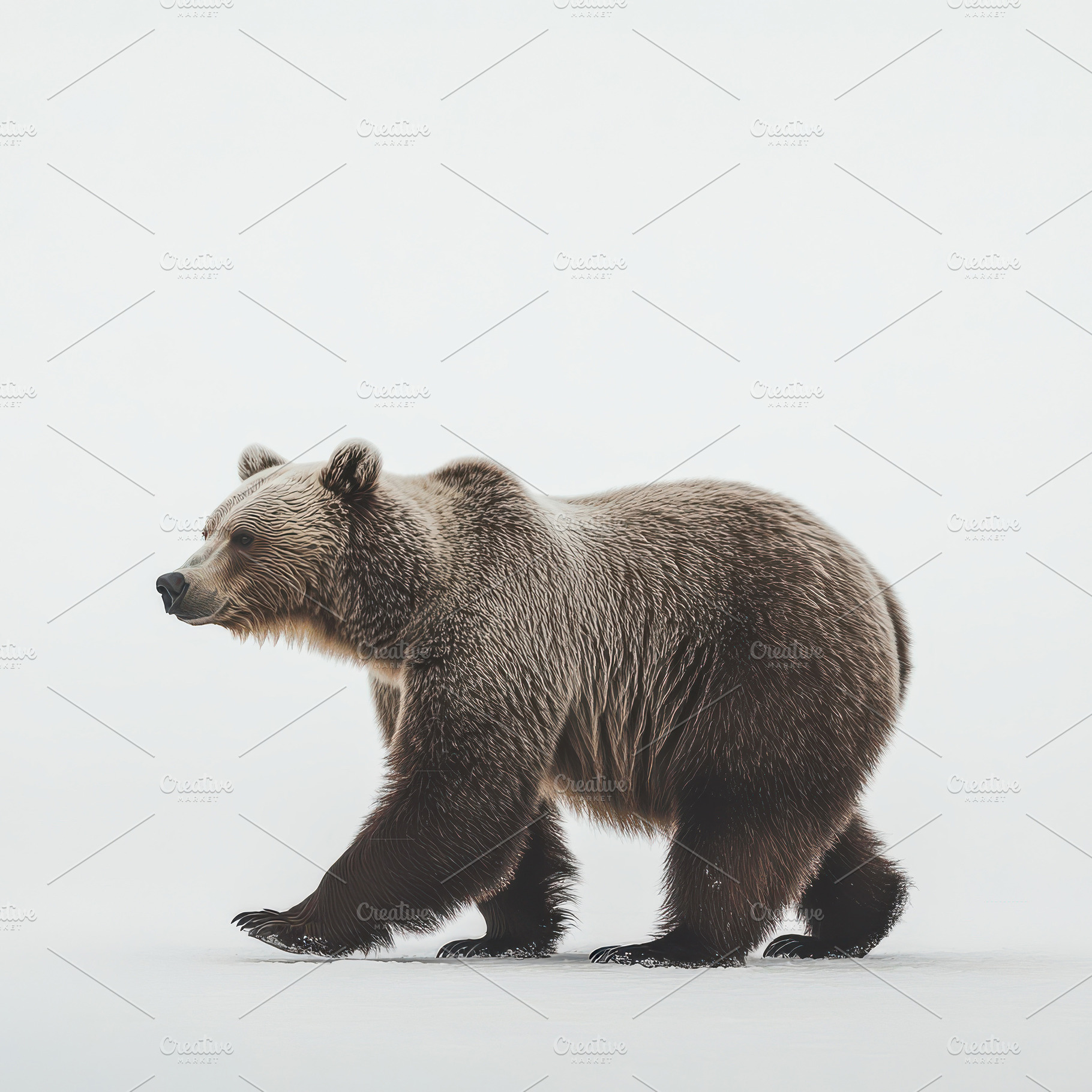 Brown bear walking in snow majestic, an Animal Photo by Pixeness
