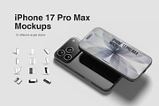 iPhone 17 Pro Max Mockups, an iPhone Mockup by graphiccrew (Thumbnail 1 of 16)