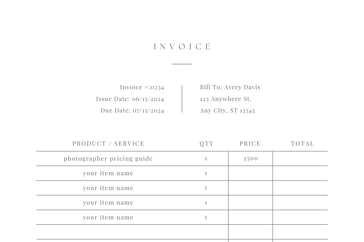 Photographer Invoice Template, a Stationery Template by roselindoco (Photo 2 of 2)