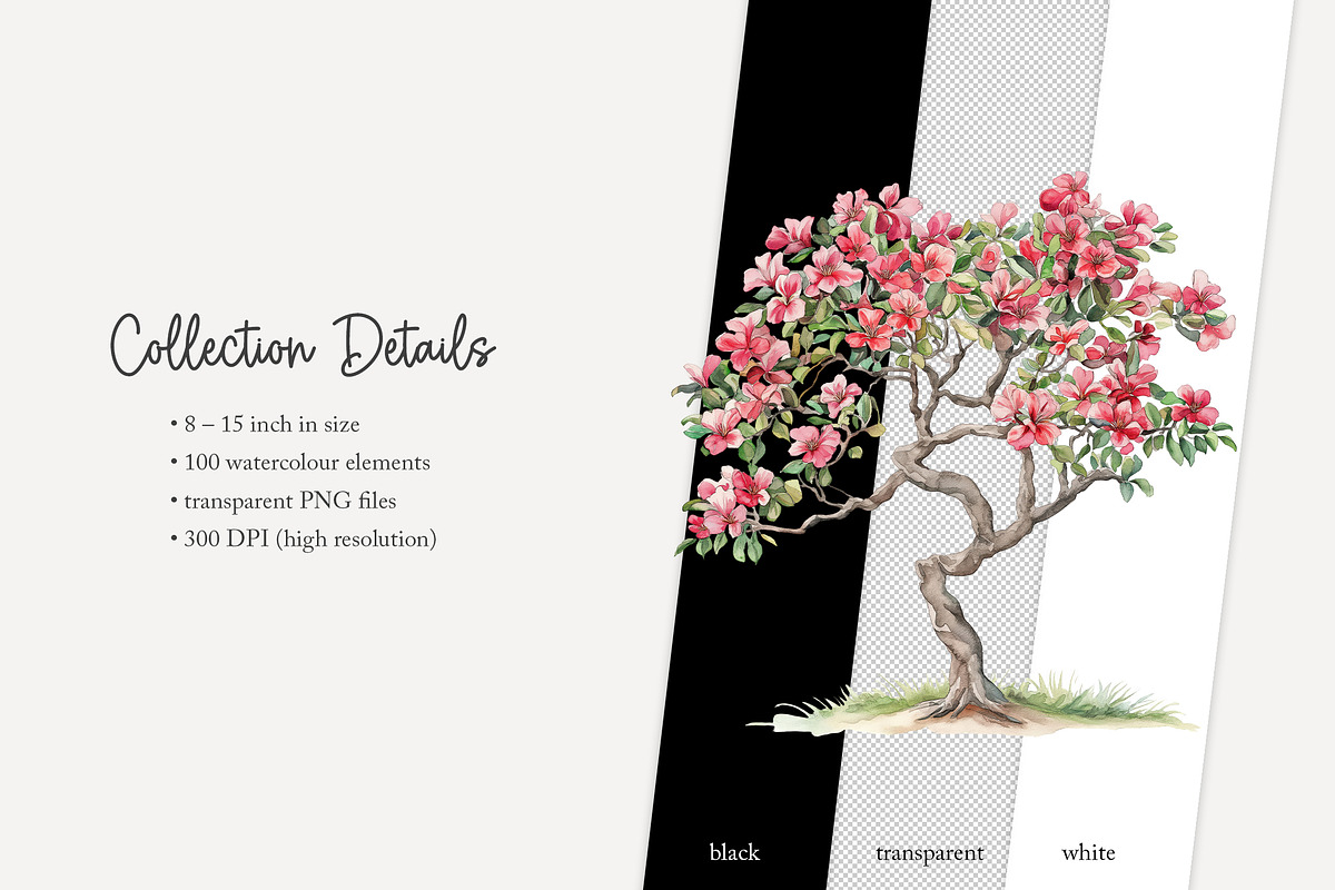100 watercolor floral trees clip art, a Seasonal Illustration by Poppy Lane Studio (Photo 12 of 12)
