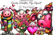 Quirky Valentine Pig Clipart, an Illustration by designcity5 (Thumbnail 1 of 5)