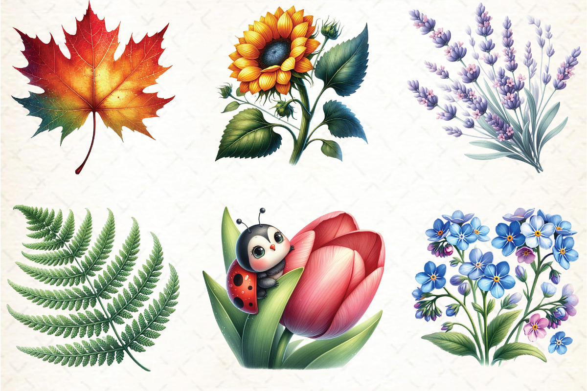 Watercolor Nature Elements Clipart, an Illustration by DreamCafeArt (Photo 2 of 3)