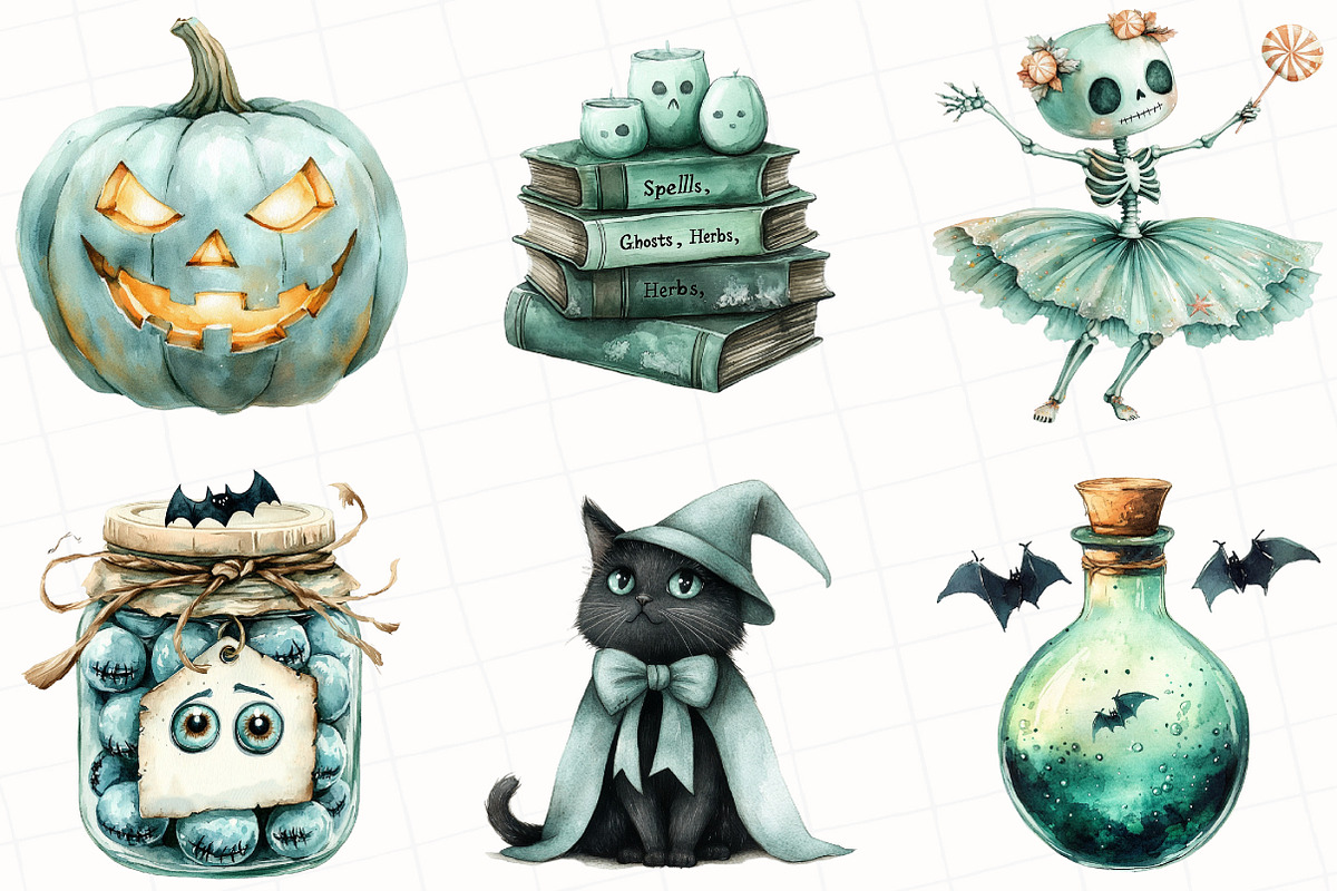 Mint Green Halloween Clipart, an Illustration by OK Design (Photo 5 of 5)
