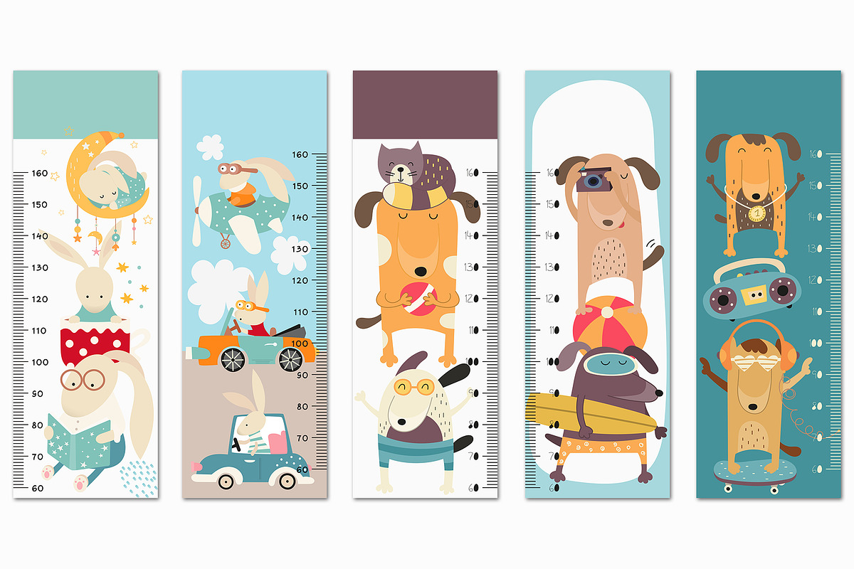 Height chart measure for kids bundle, an Education Illustration by Nursery Art (Photo 2 of 11)