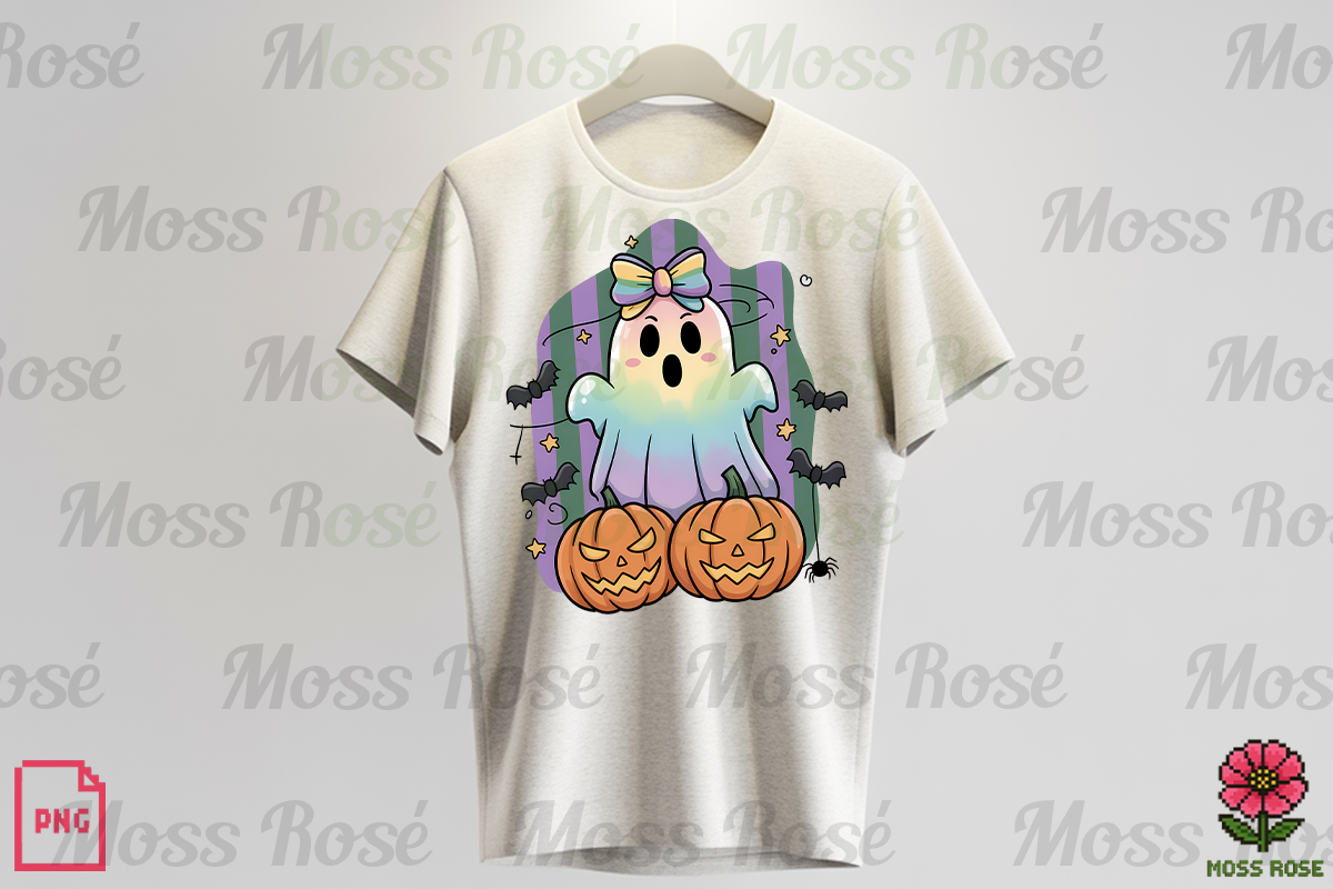 Rainbow Pastel Ghost Halloween PNG, a Graphic by Moss Rose (Photo 3 of 3)