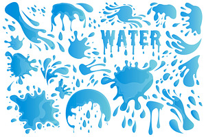 Blue Water Drop or Splash Set Vector