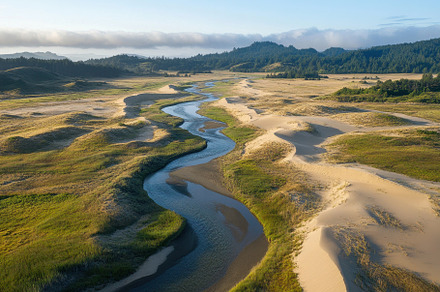 Stream flowing through Oregon sand d, a Photo by Iftikhar Alam