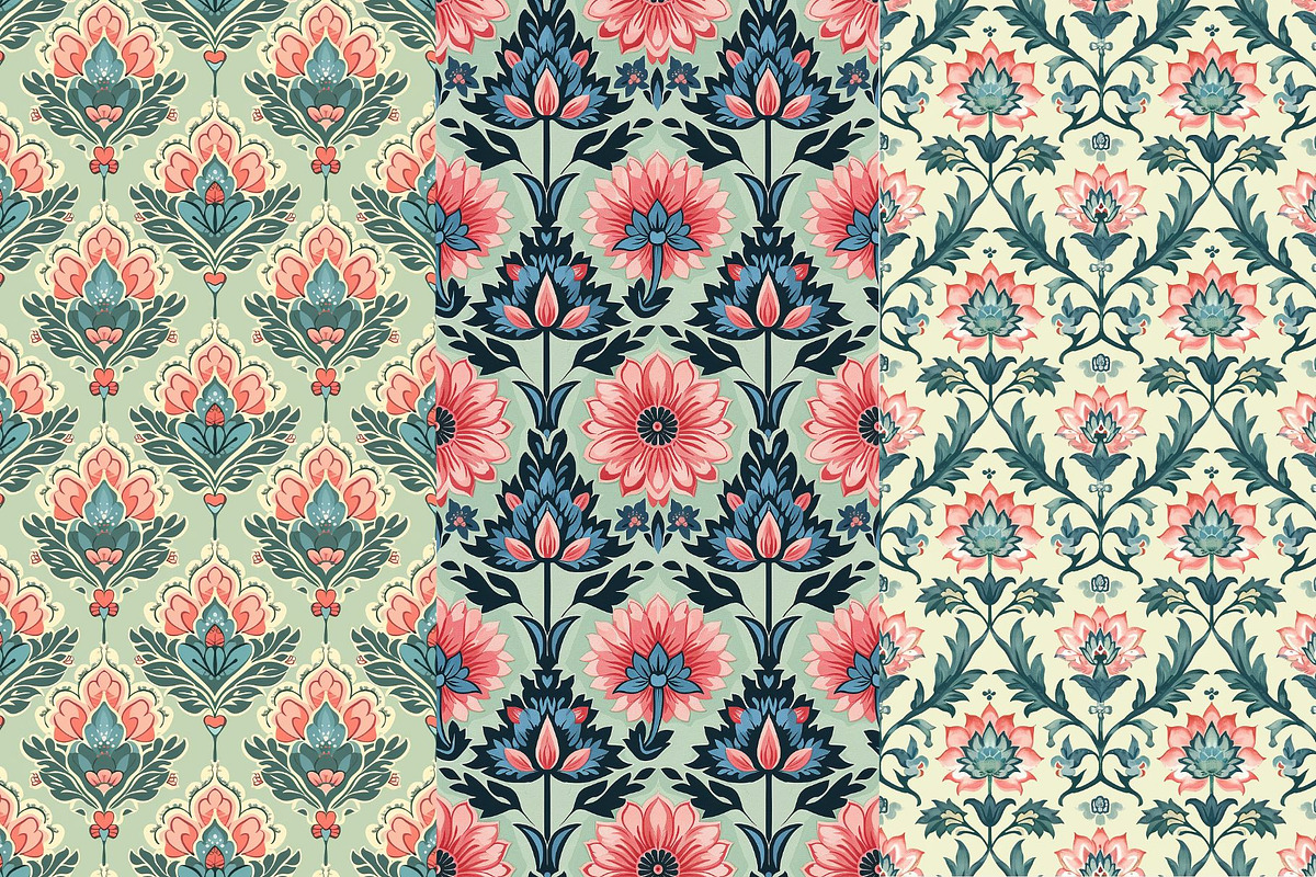 8 Mughal Seamless Patterns, a Pattern Graphic by Inknfolly