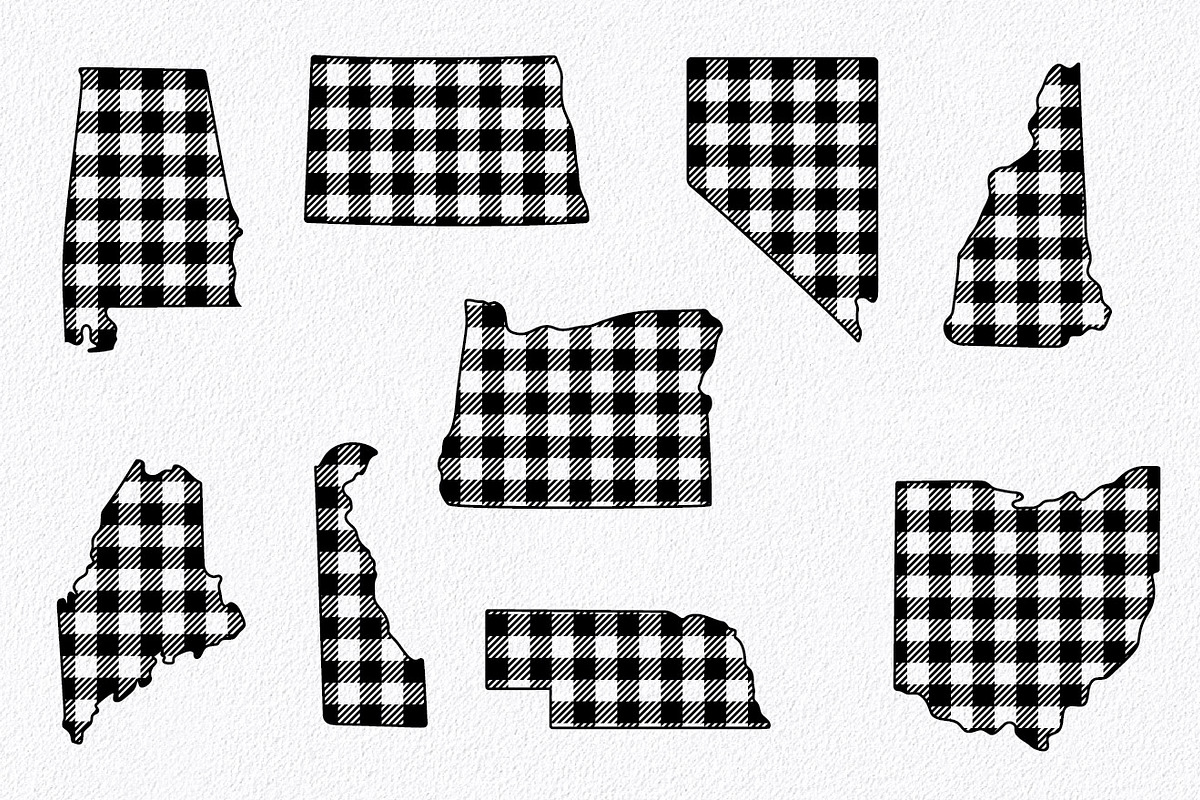 50 States SVG Bundle - Buffalo Plaid, an Illustration by OldMarket Designs (Photo 6 of 12)
