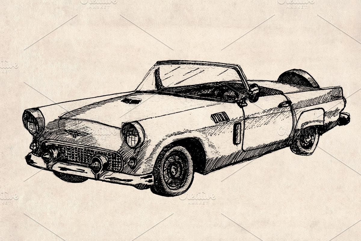 American Classic Car Pickup Drawings, an Illustration by Doggy Days (Photo 3 of 9)