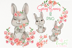 Cute watercolor bunny PNG clipart