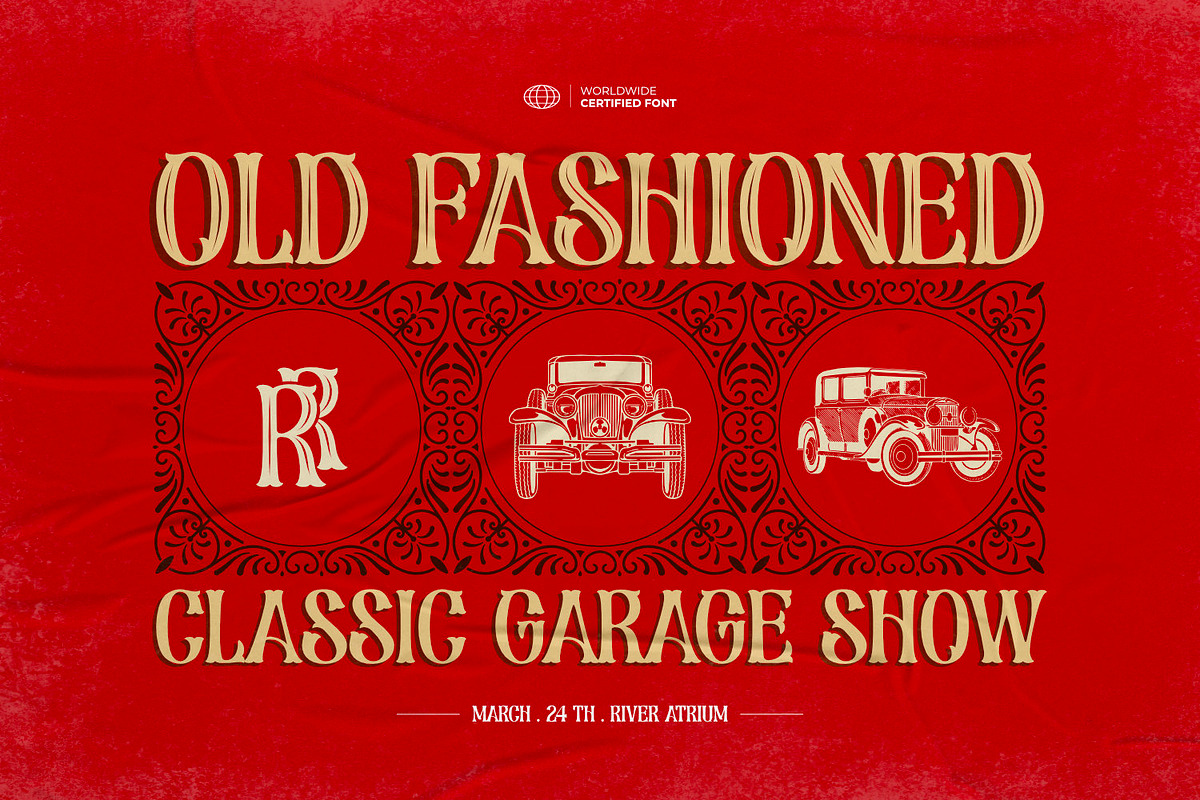 Cloverside - Vintage Label Font, a Symbol Font by ikiiko (Photo 2 of 7)