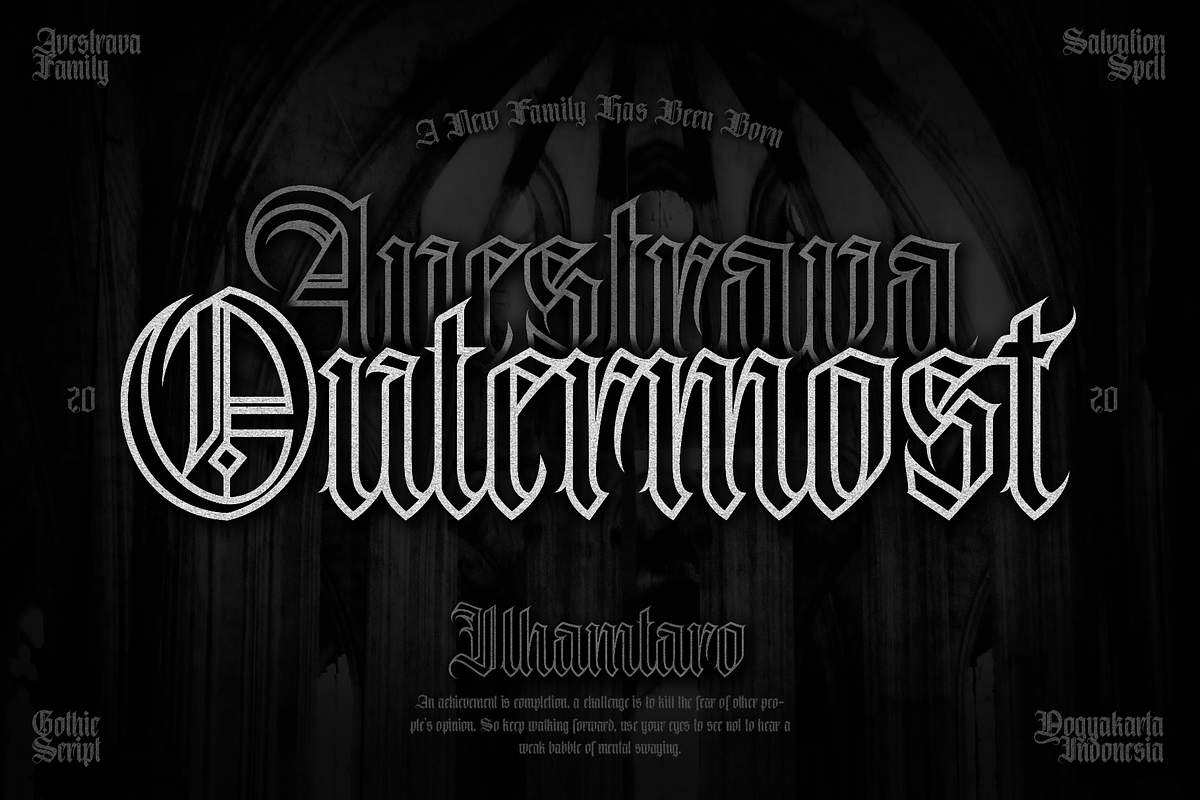 Avestrava Outermost, a Blackletter Font by ilhamtaro (Photo 1 of 11)