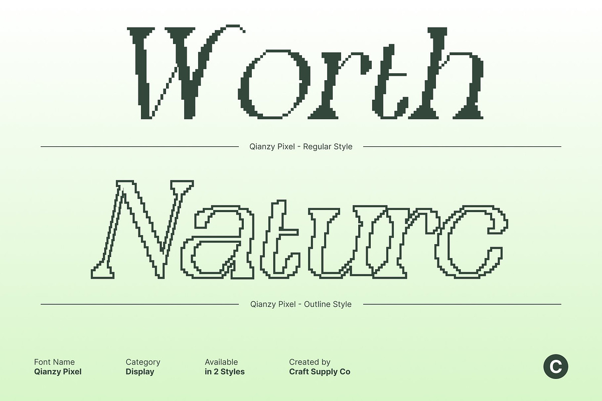 Qianzy Pixel, a Serif Font by Craft Supply Co. (Photo 5 of 8)
