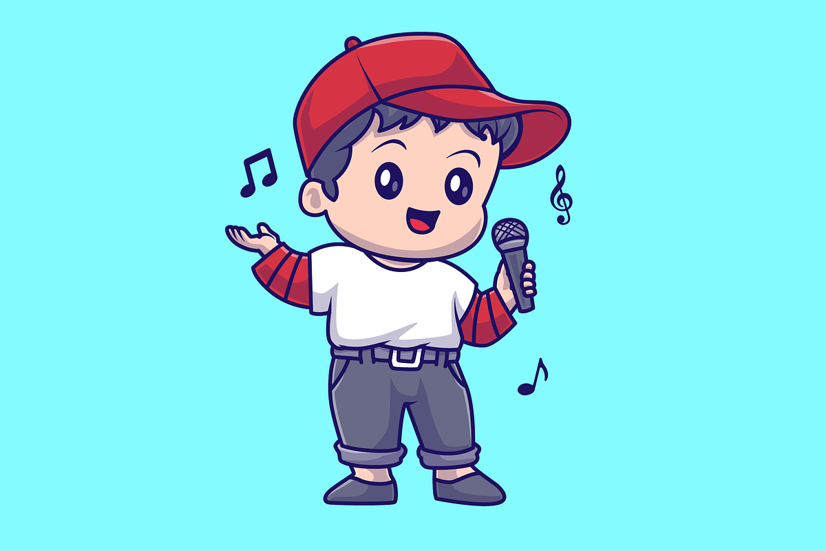 Cute Boy Singing With Microphone, a Person Illustration by Catalyst Labs