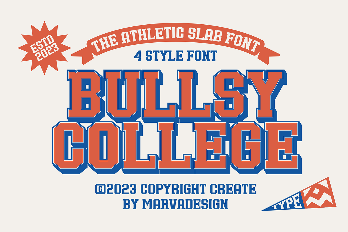Bullsy College - A Classic Sport, a Slab Serif Font by Marvadesign (Photo 1 of 6)