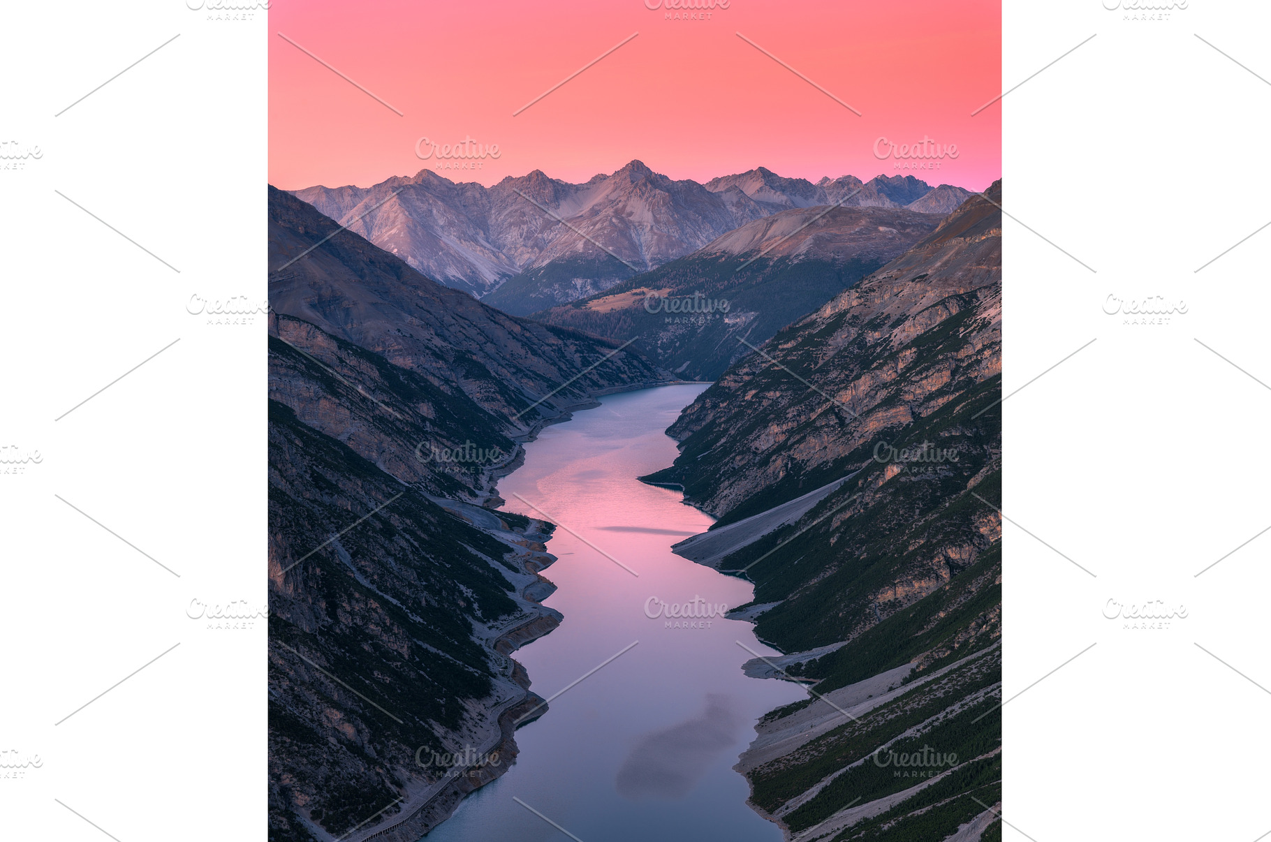 Aerial view of mountain valley with, a Nature Photo by den-belitsky