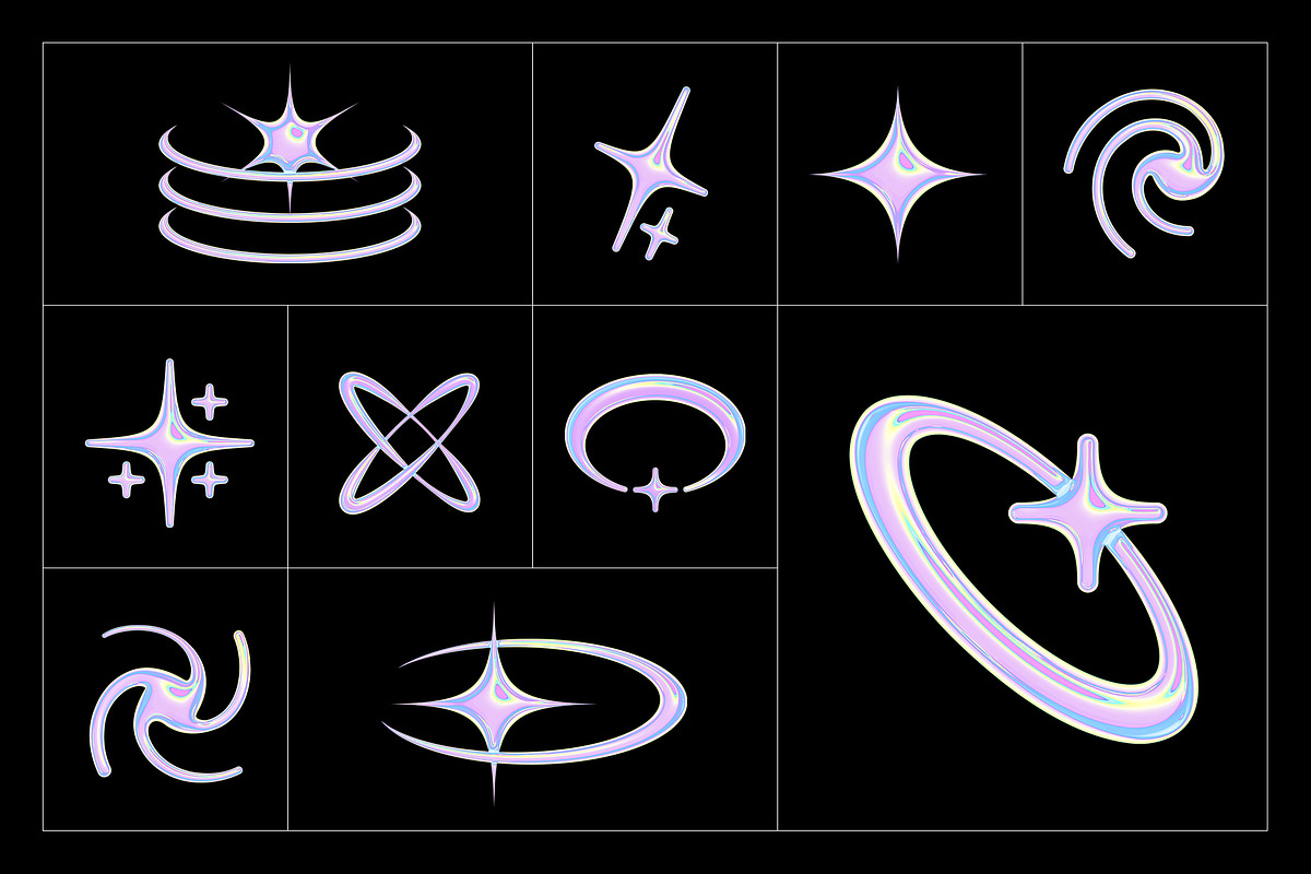 Y2K PNG Elements - 7 Color Versions, an Object Graphic by Graphicdome (Photo 5 of 11)