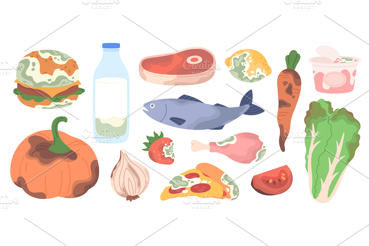 Cartoon expired products. Compost, a Food Illustration by LadadikArt