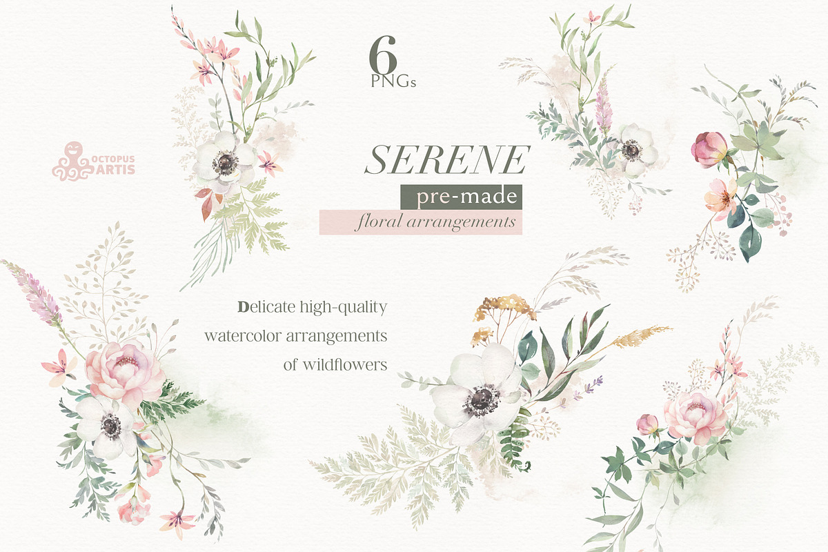 Serene. Watercolor Collection, an Illustration by OctopusArtis (Photo 2 of 7)