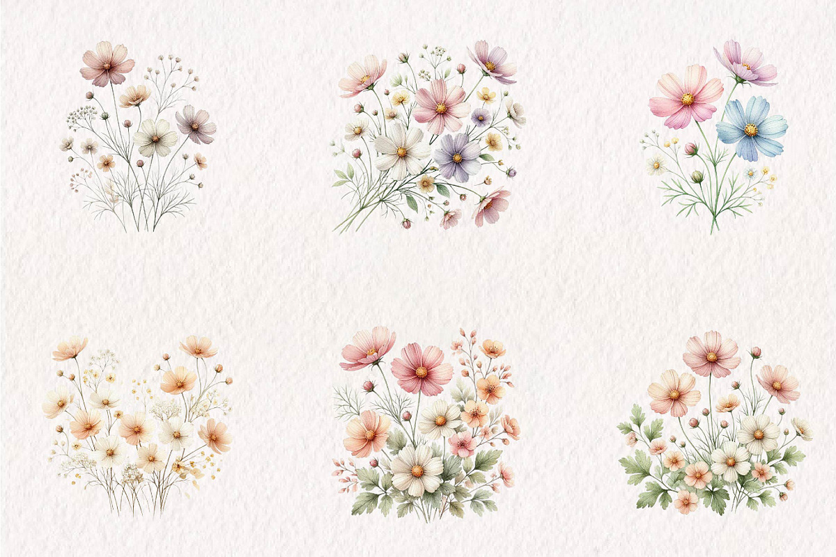 Pastel Wildflower Panels Clipart, a Seasonal Illustration by CreationArt (Photo 3 of 7)
