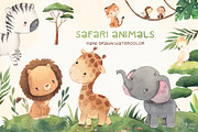 SAFARI ANIMALS Watercolor clipart, an Object Graphic by OlliArtDesign (Thumbnail 1 of 7)