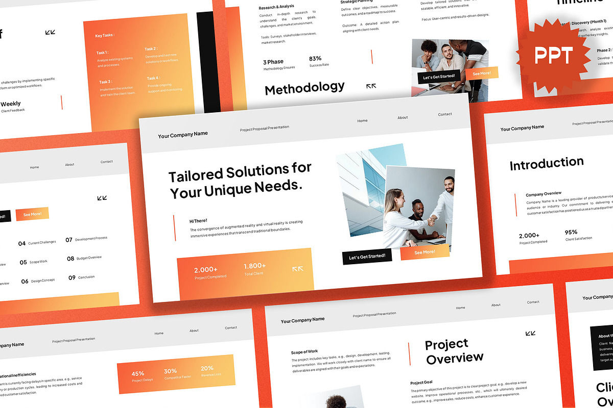 White Orange Project Proposal PPT, a Presentation Template by Aiyari Graphic (Photo 1 of 5)