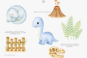 baby dino watercolor clipart set, an Animal Illustration by Pink Studio Art (Thumbnail 3 of 8)