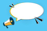 Megaphone and an Empty Speech Bubble, a Decorative Illustration by PsychocheArt (Thumbnail 3 of 3)