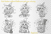 Cute cartoon Halloween witch girls, an Illustration by Azuzlikus (Thumbnail 2 of 4)