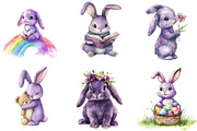 Cute Purple Bunny Clipart, an Illustration by Designking (Thumbnail 4 of 5)
