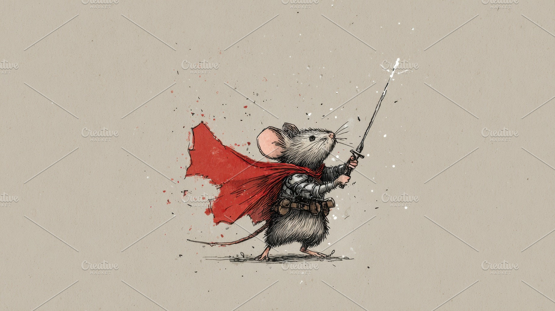Mouse in armor holds sword high, a Photo by Beautiful things