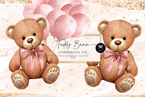 Teddy Bear Watercolor Clipart