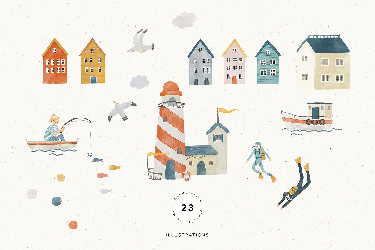 Watercolor Sea collection, an Animal Illustration by annartdreams (Photo 11 of 13)
