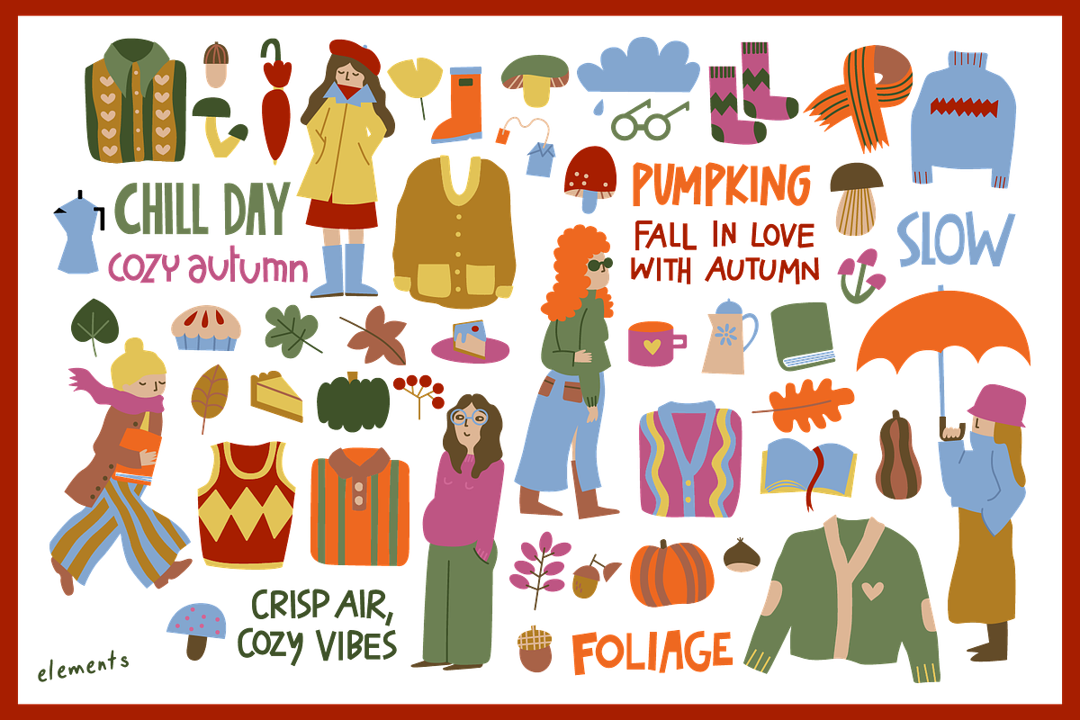 Hello Autumn Vector Set, a Seasonal Illustration by Francesca.Cadei Shop (Photo 2 of 12)