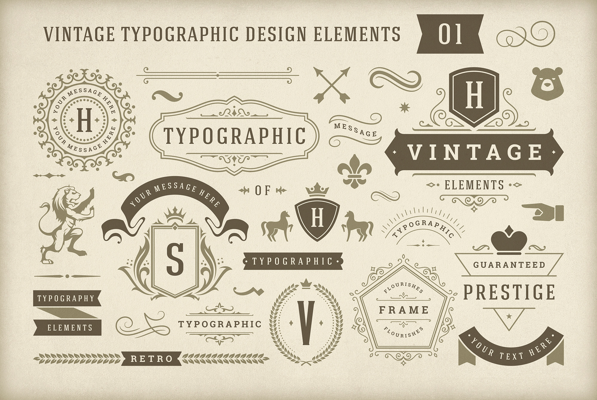 Vintage Typographic Design Elements, an Object Graphic by Vasya Kobelev