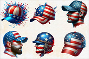 Watercolor Patriotic Head Cap Clipar, an Illustration by SVGArt (Thumbnail 2 of 8)