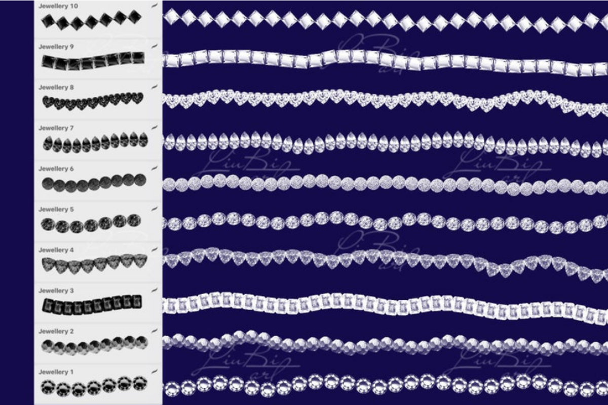 40 Procreate Jewels Brushes Set, a Brush Add-On by LiuBi Art (Photo 2 of 5)