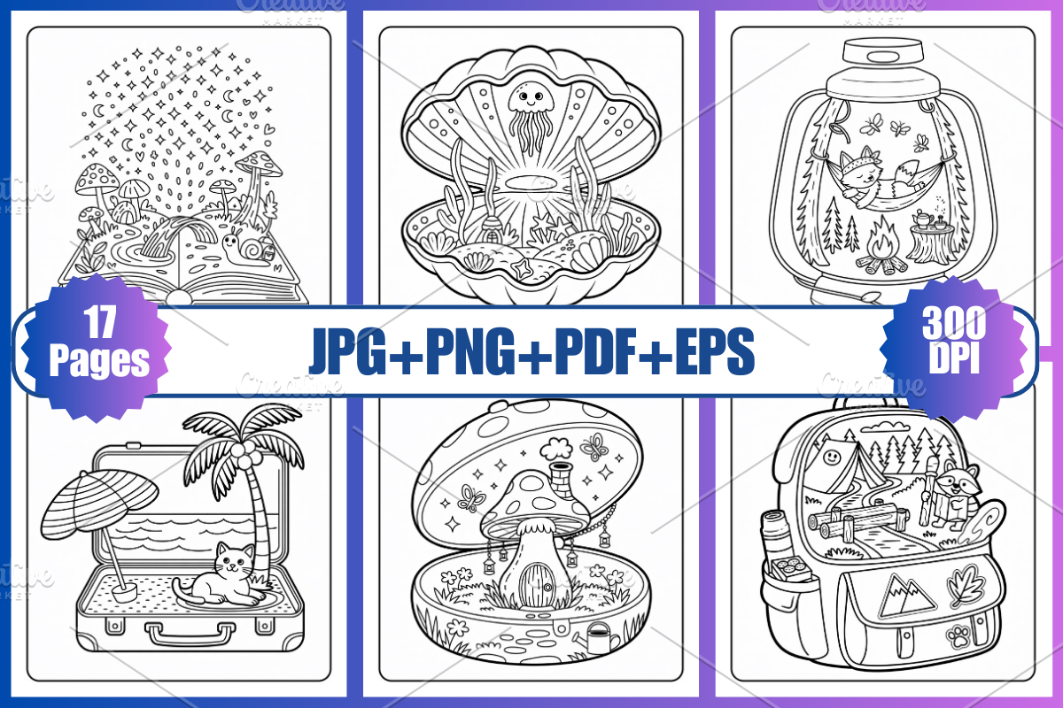 Pocket World Coloring Pages Vol-02, a Decorative Illustration by Coco Bloom (Photo 2 of 3)