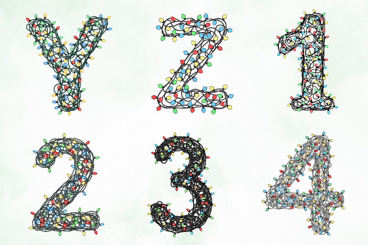 Christmas Lights Alphabet Clipart, an Illustration by Creative Art (Photo 4 of 10)