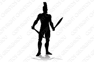 Spartan Silhouette Gladiator Trojan, a Person Illustration by Christos Georghiou