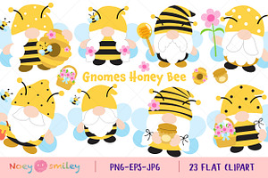 Gnomes Honey Bee Flat Clipart, an Animal Illustration by Noey smiley